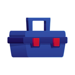 Plastic box with latch and handle vector flat icon, blue container for repair equipment carpenter and plumber instrument