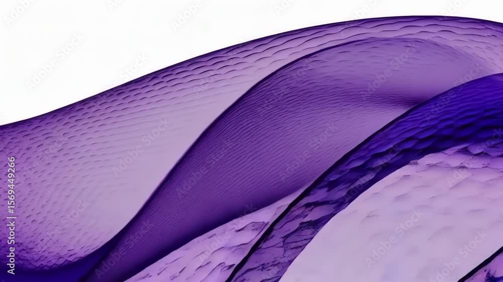 Poster abstract waves of blue and purple flow across a white background, creating a modern design element