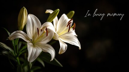 condolence card with lilly flowers in loving memory