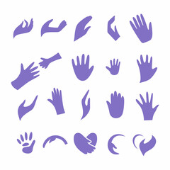set of abstract icons with images of hands and palms for logo decoration.