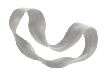 Abstract gray ribbon, looped and swirling, isolated on transparent background