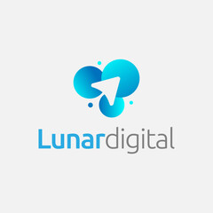 Modern logo for an e-learning or online education platform, featuring gradient blue circles and a paper plane, symbolizing knowledge, growth, and digital connectivity.