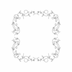 Floral frame with elegant vines and leaves hand-drawn style, vector art isolated on white background. perfect for invitations, labels, or vintage graphic projects.