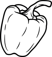 illustration of a Capsicum line art. Bell Pepper Black and White Line Art Illustration, Hand Drawn Bell Pepper Outline Drawing, Simple Bell Pepper Sketch for Coloring