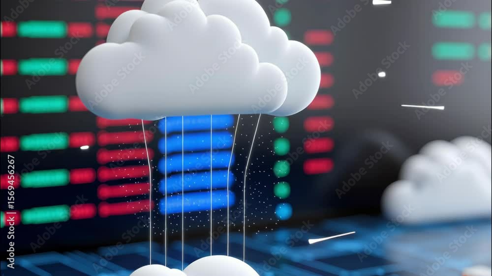 Poster abstract cloud representation with technology elements in a digital environment