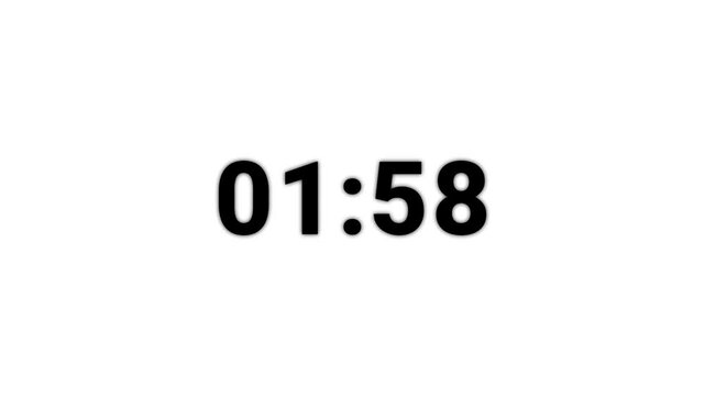 2 minute timer countdown animation, countdown timer one minute animation from 120 to 0 countdown Two minute countdown timer animation on a white background