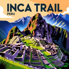 Inca Trail Peru Vintage Travel Poster Art
