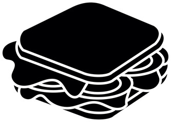 Sandwich silhouette vector illustration. Delicious gourmet sandwich with fresh ingredients silhouette black vector art design. sandwich vector silhouette icon, black and white illustration of food.