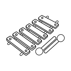 cartoon simple Line sketch xylophone outline in black and white, Coloring Book Material.