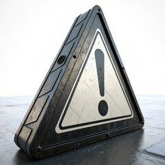 Grungy Metal Warning Triangle Sign Caution Alert Hazard Symbol Industrial Design Element