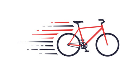 Fototapeta premium Red Bicycle with Speed Lines Vector Illustration - Fast Cycling