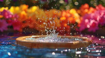 Gentle Rainwater Droplets Creating Splash Patterns on Smooth Water Surface
