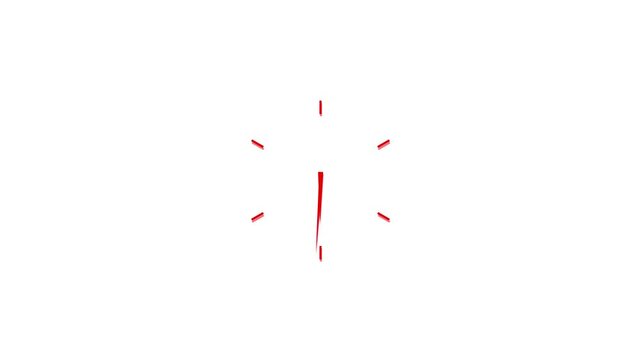 Clock spinning, watch animation on transparent background with alpha channel. Clock icon flat style 24 hours day fast speed with moving timer clock on white background