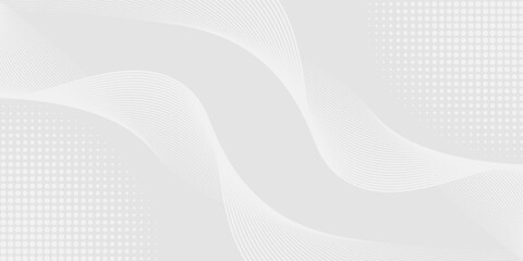 Futuristic gray white abstract background. shining wave lines pattern for banner, wallpaper, cover. Vector illustration