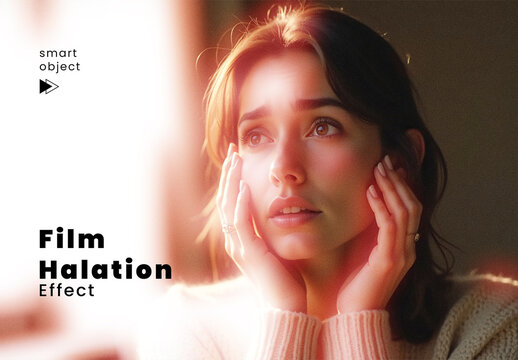 Vintage Soft Glow Film Halation Photo Effect Mockup