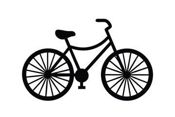Fototapeta premium Simple Black Bicycle Silhouette on White Background for Design