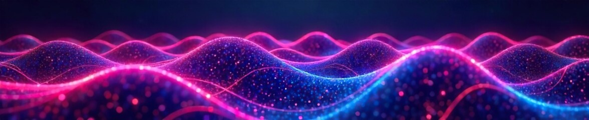 Glowing Neon Wave Futuristic Abstract Pattern of Dynamic Curves and Vibrant Energy Pulses on Dark Background, Ideal for Tech, Sci-Fi, and Digital Art Projects