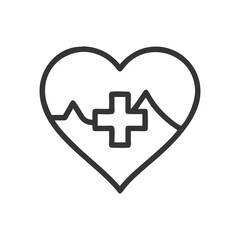 Fototapeta premium line art icon of a heart with a medical cross in the center