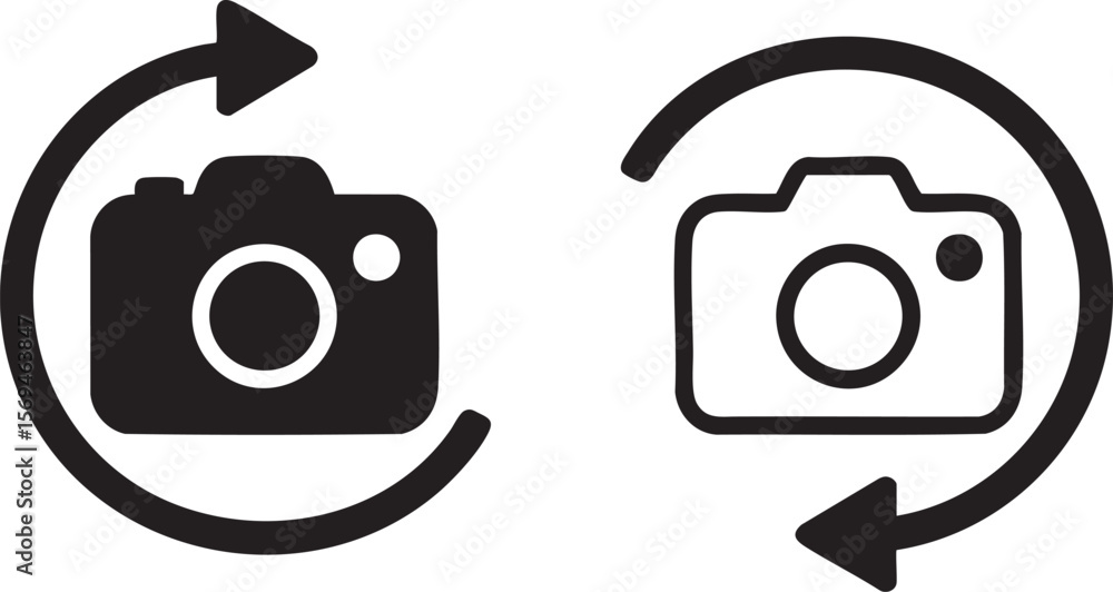 Poster capture the moment a seamless blend of camera rotation icons for dynamic visuals and versatile desig