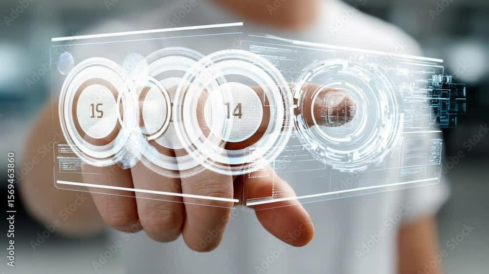 Aufkleber digital data at hand: a modern, artistic rendering depicts a person interacting with a digital inter