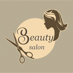 Beauty salon and spa advertising banner vector image woman profile and scissors silhouette