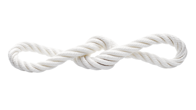 Nautical knot crafted from a sturdy white ropeisolated on transparent background offers a clean, minimalist design.