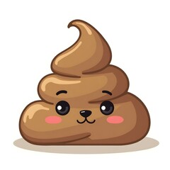 Cartoon poop vector with buzzing flies emoji
