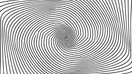 Black and white optical illusion vortex pattern with swirling lines creating depth