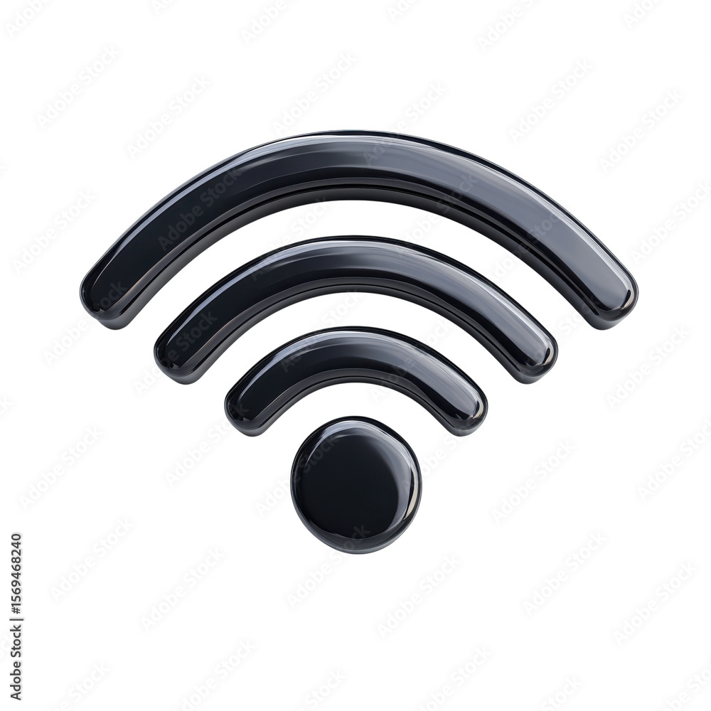 Poster sleek wi fi wireless internet connection shiny signal technology on transparent background