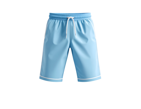 Sky Blue Summer Shorts: Simple yet stylish sky blue shorts, featuring a drawstring and elegant white trim, perfect for a relaxed summer day. 