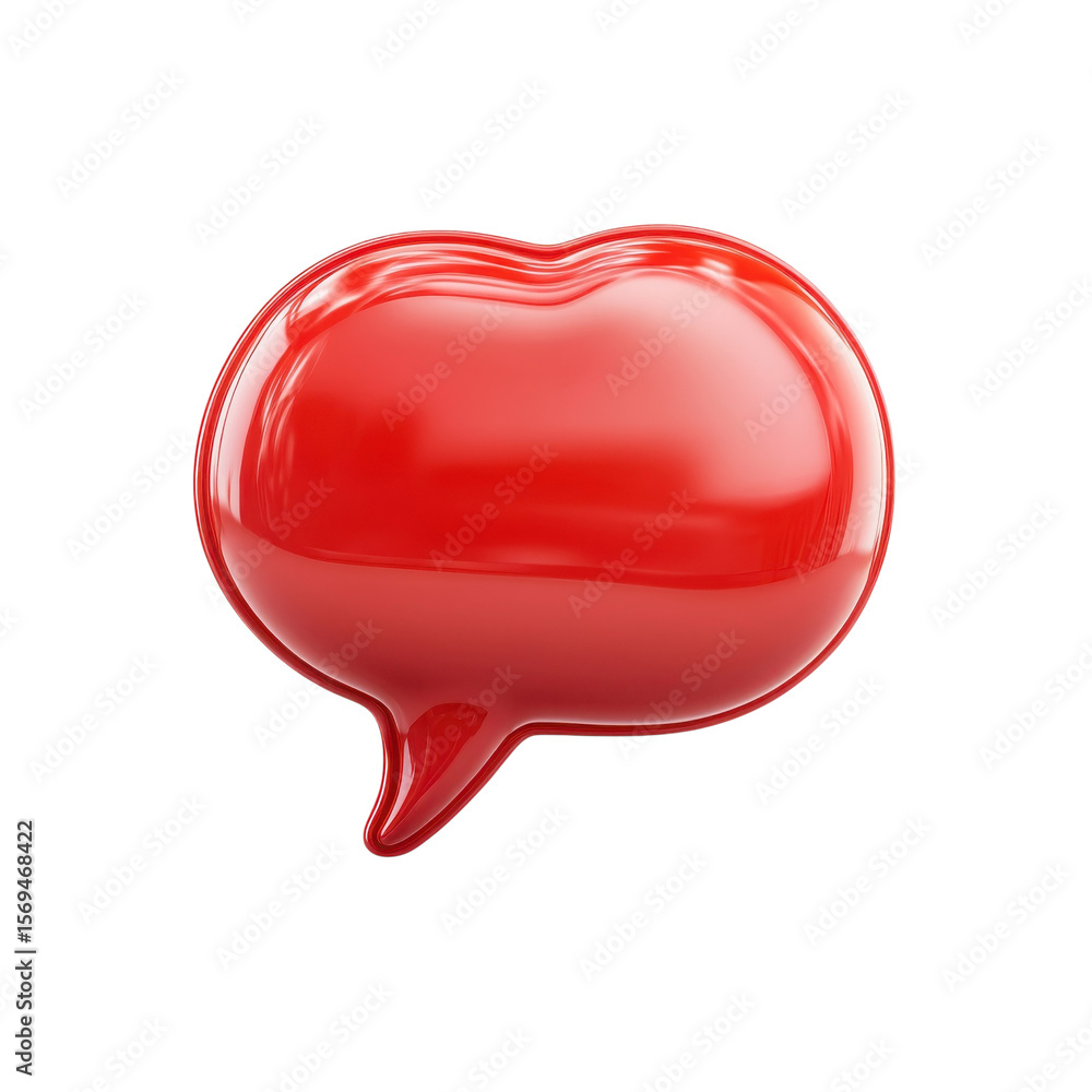 Poster glossy red speech bubble icon illustration express your message with on transparent background