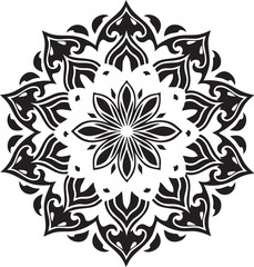 Intricate Black and White Mandala Design A Symmetrical Composition of Ornamental Elements Creates a Visually Appealing Graphic