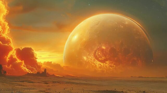 space planet plains on planet background footage