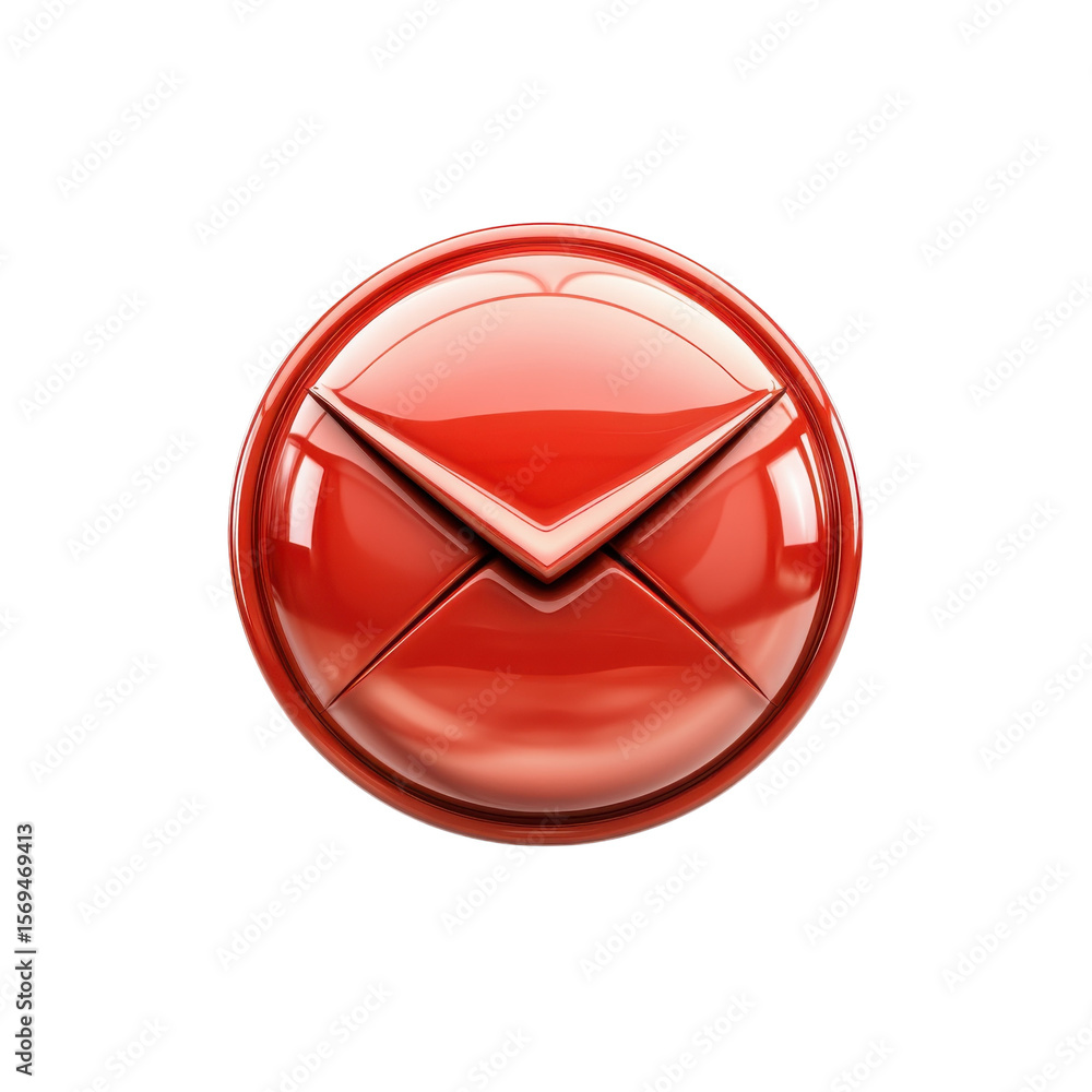 Aufkleber red email icon new message notification mail service symbol digital on transparent background