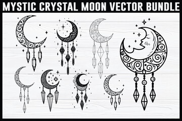  Bohemian Mystical Symbol  sun, moon, snake, butterfly, cactus, vector Bundle