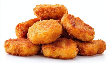 Delicious Chicken Nuggets Heap Crispy Golden Bites for Appetizers or a Quick Meal, Stack of Fried Nuggets