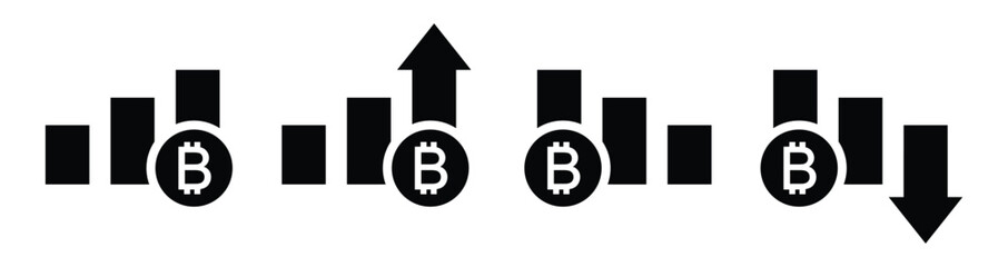 Bitcoin currency graph set icon, vector illustration
