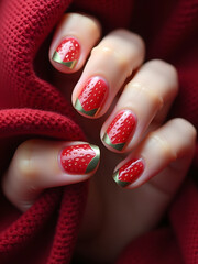 Strawberry style manicure design