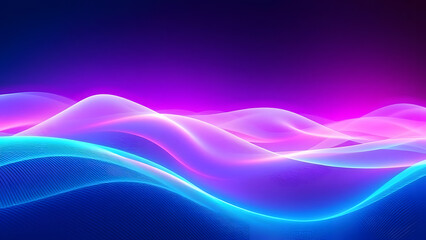 A mesmerizing abstract digital background featuring flowing neon light waves in purple, pink, and cyan hues. Ideal for representing modern data concepts, digital landscapes, or creative design.