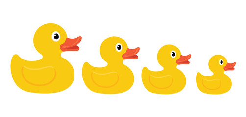 Three Yellow Rubber Ducks in a Row