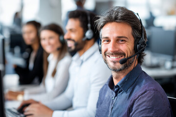 Obraz premium Cheerful Customer Service Representative in Office Setting