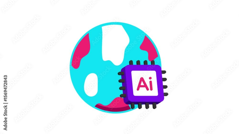 Poster ai globe chip icon animation mp4 file