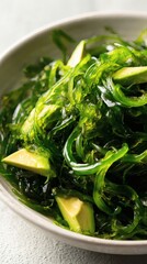 Fresh seaweed salad with avocado and lime dressing.
