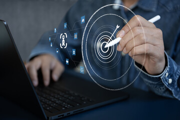 The Business man using AI robots to help analyze and increase efficiency in business