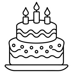 Minimalist Birthday Cake Line Art Icon