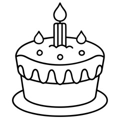 Minimalist Birthday Cake Line Art Icon