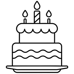 Minimalist Birthday Cake Line Art Icon