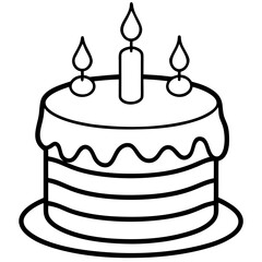 Minimalist Birthday Cake Line Art Icon