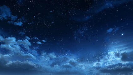 Obraz premium stars in the night sky. a night sky with stars and clouds. a sky filled with lots of clouds