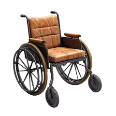 Fototapeta premium Leather Wheelchair Mobility Aid Transport Medical Equipment Brown Luxury on transparent background
